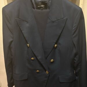 Woman’s Navy Blazer with Gold Buttons Banana Republic Double Breasted
